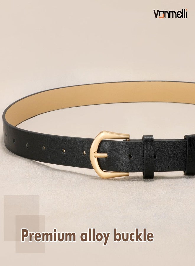 VONMELLI 4 Pack Womens Thin Leather Belt Skinny Waist Belts for Women Fashion Jeans Dress with Gold Buckle, Black Brown Coffee Beige, S - Image 2